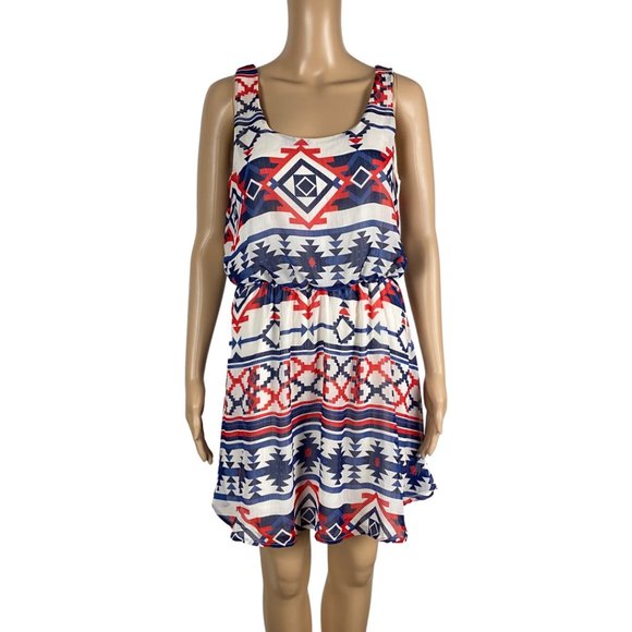 🦋 Xhilaration Red, White & Blue Retro Sleevless Dress - Picture 1 of 10